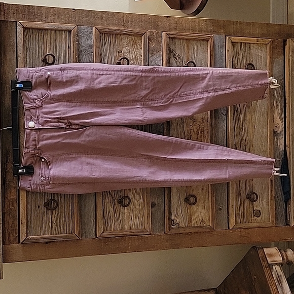 V Christina Rose colored pants size 4, lace up back of legs, raw hem - Picture 1 of 8